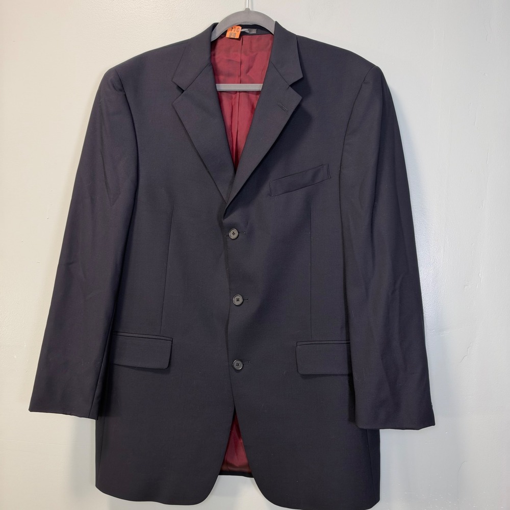 Austin Reed London Mens Navy Blue Three Button Blazer Sport Coat Vintage USA